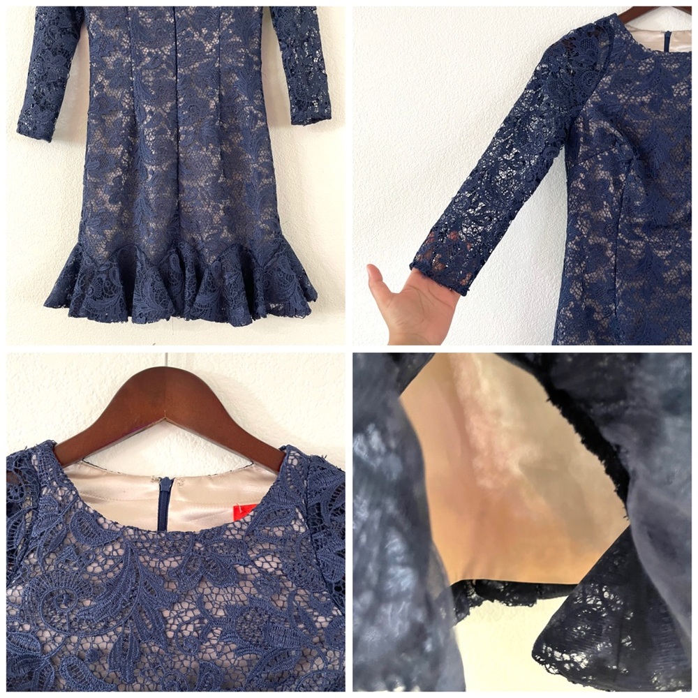 Monique Lhuillier Lace Overlay Peplum Hem Dress - Picture 8 of 10